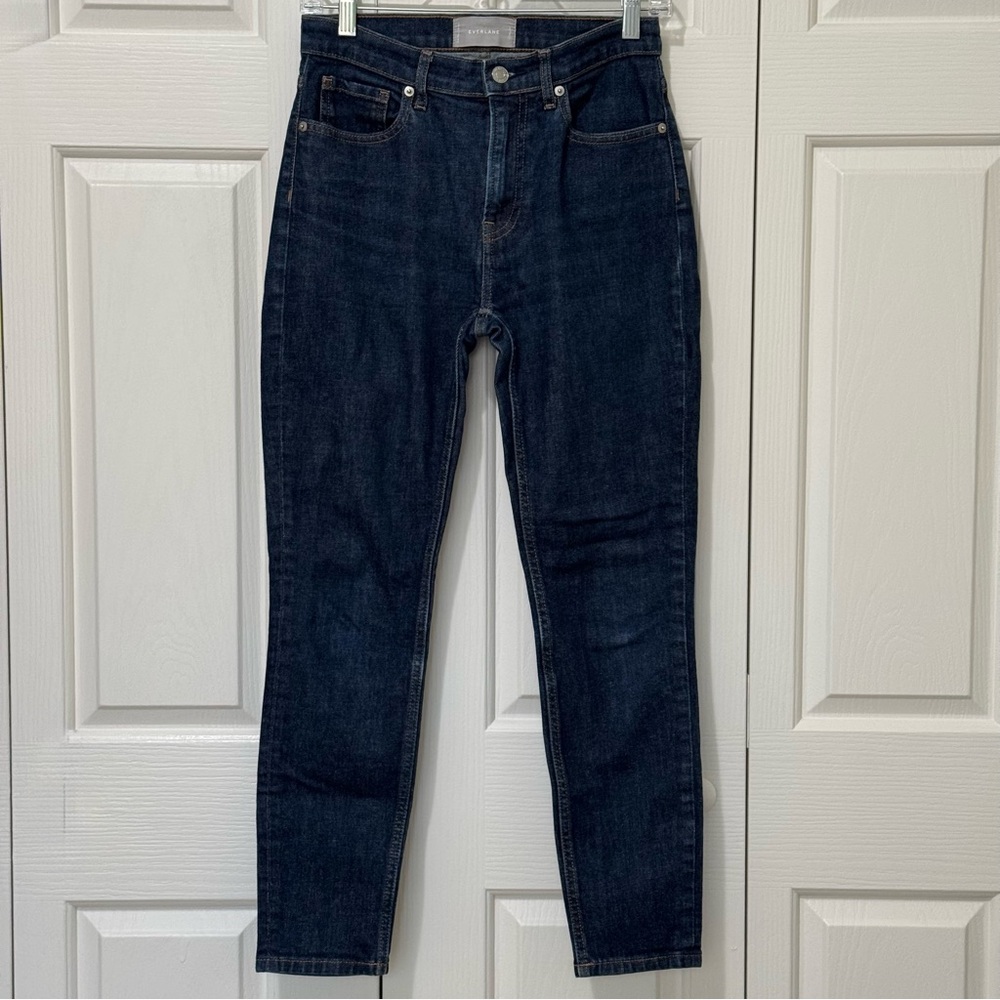 Everlane Mid Rise Skinny Jeans 27R Dark Indigo Stretch Denim Minimalist Everyday